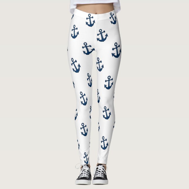 Leggings Ancres nautiques bleues (Devant)