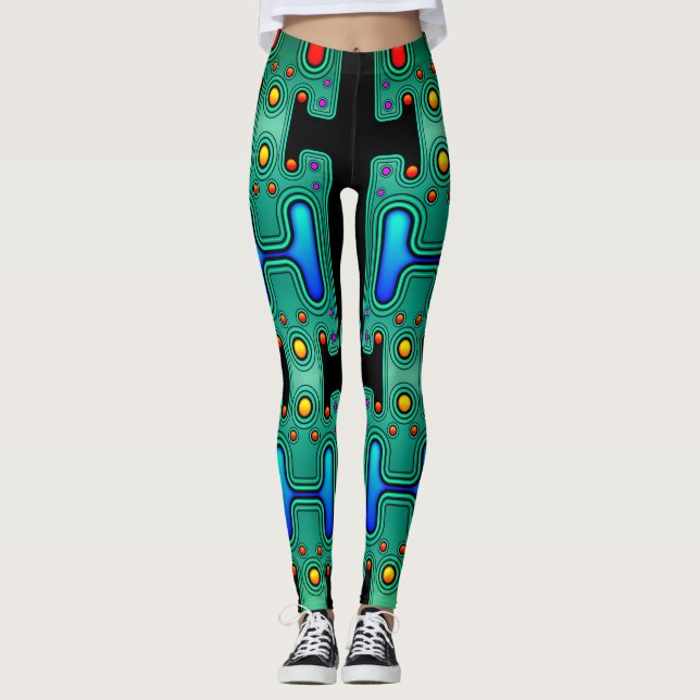 Leggings Android Robot Mécanique Coloré Futuriste (Devant)