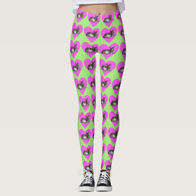 Leggings Âne au cœur rose (Devant)