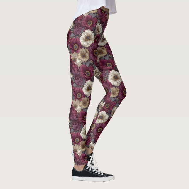 Leggings Anémones Fleur Anémones de Course Luxe Pour Elle (Droite)