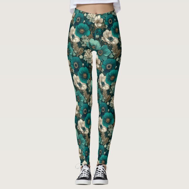 Leggings Anémones Fleur Forme Mode Pétales d'anémones (Devant)
