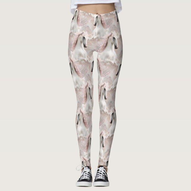 Leggings Ange Ailes rose Unicorne avec étincelles (Devant)