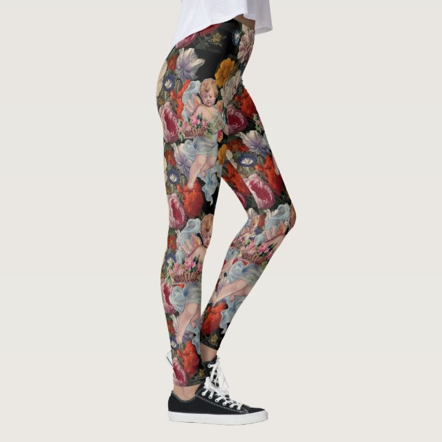 LEGGINGS ANGE DÉMONIAQUE CUEILLANT DES ROSES ET DES FLEURS  (Droite)