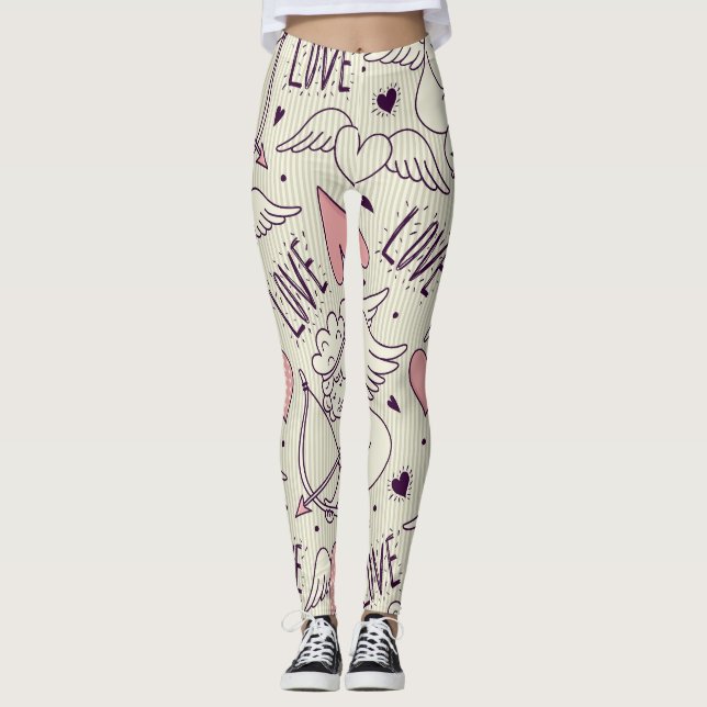 Leggings Angels, Saint Valentin, motif d'amour. (Devant)