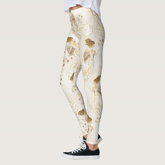 Leggings Anges d'or sur les guêtres blanches (Gauche)