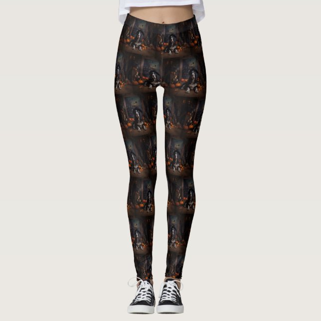 Leggings Anglais Cocker Espagnol Citrouille Halloween effra (Devant)