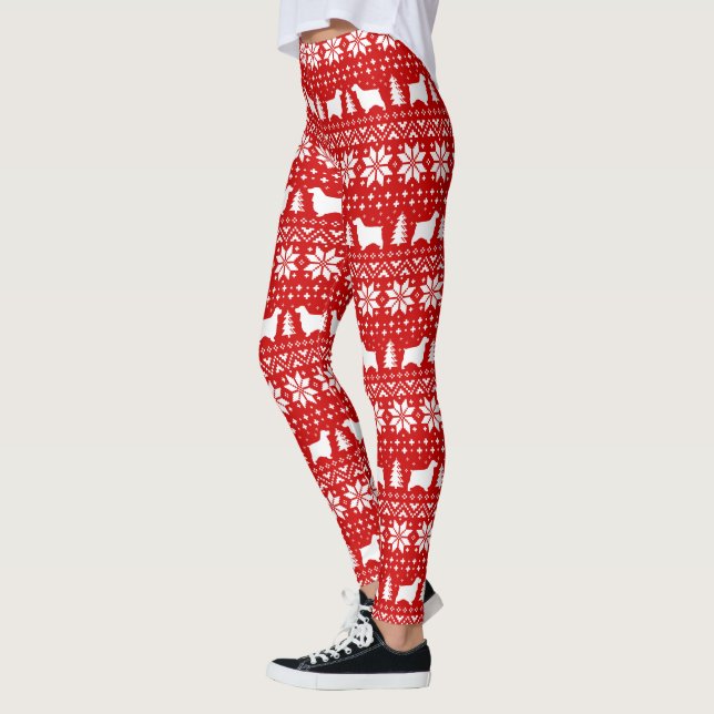 Leggings Anglais Cocker Spaniels Silhouettes Noël Rouge (Gauche)