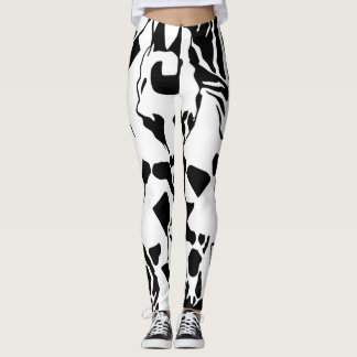 Leggings Animal abstrait noir et blanc
