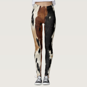 Leggings Animal de la vache Brown de l'Ouest