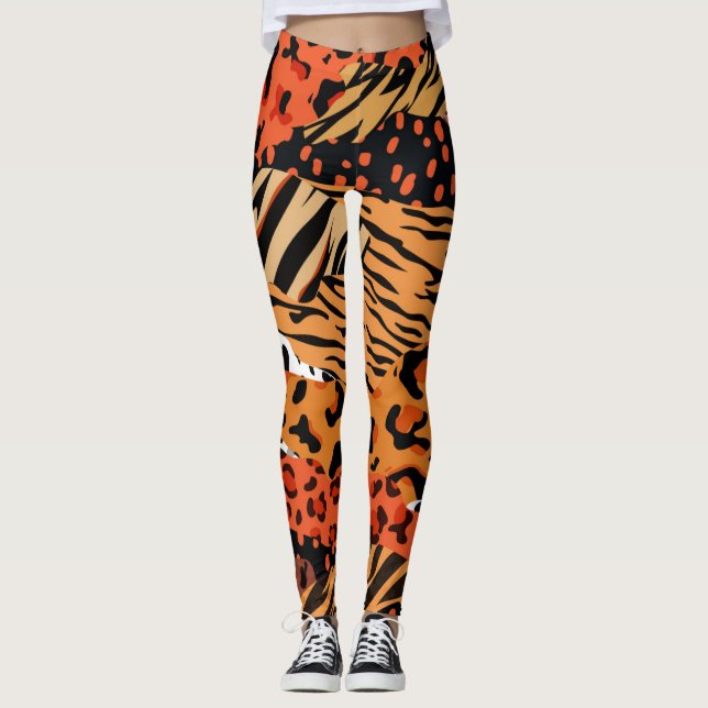 Leggings Animaux africains amusants Prints de la faune (Devant)