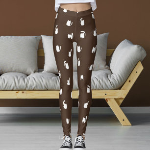 Leggings Animaux de compagnie Chats Chatons Motif Brun fonc