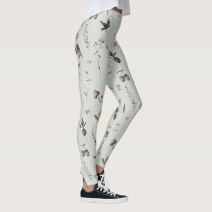 Leggings Animaux de la forêt, Fruits de la forêt, Fleurs su