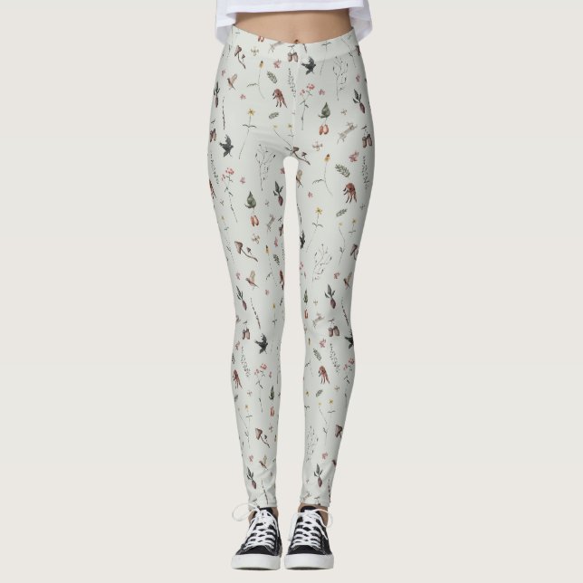 Leggings Animaux de la forêt, Fruits de la forêt, Fleurs su (Devant)