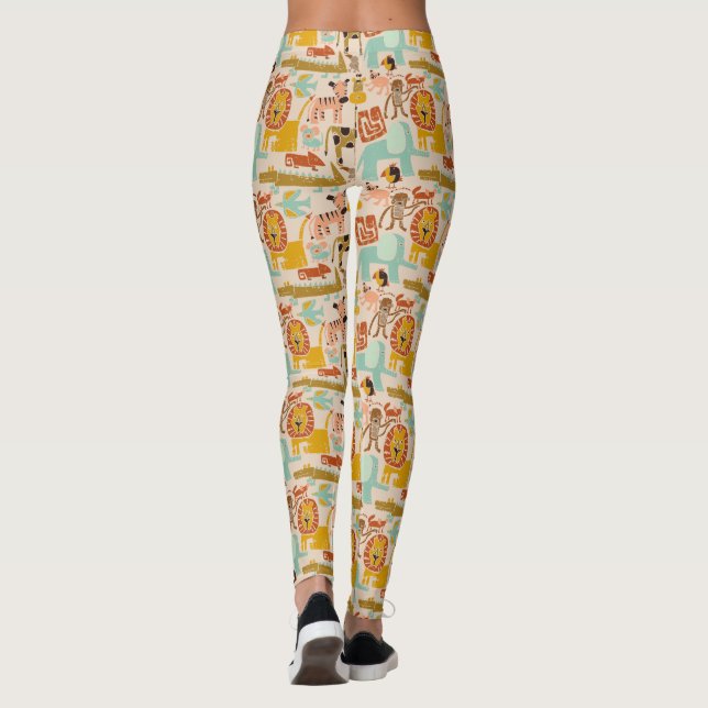 Leggings Animaux de la jungle rétro mignonés (Dos)