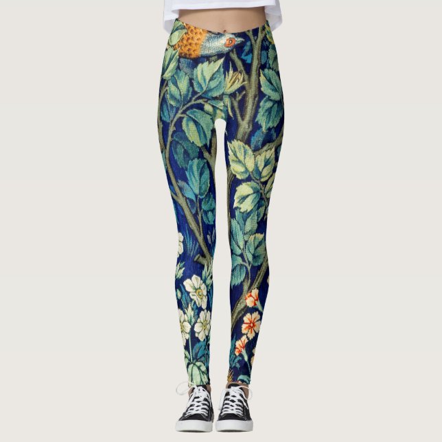 Leggings Animaux et fleurs, forêt, William Morris (Devant)