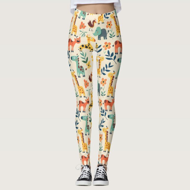 Leggings Animaux fous Motif coloré (Devant)