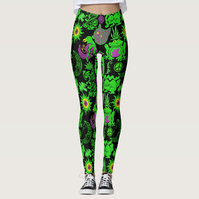 Leggings Animaux psychédéliques motif Black BG (Devant)