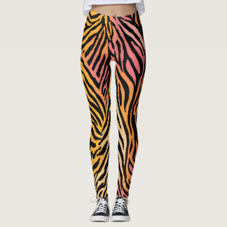Leggings Animaux sauvages rayés Asymétrique Design d'impres