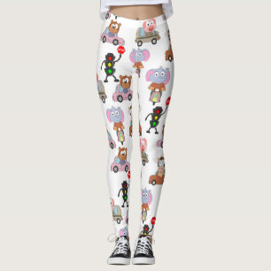 Leggings Animaux Sucrés En Voitures Avec Motif Feu De Trafi