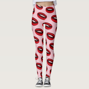 Leggings Anneaux de dégradé rouge et noir