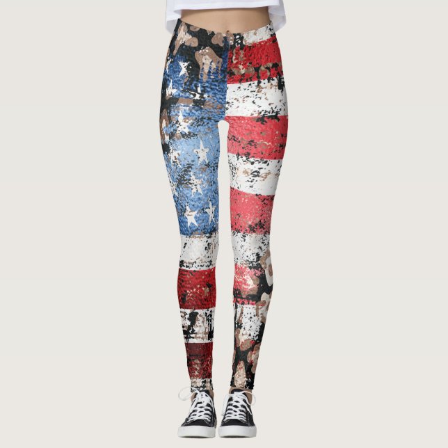 Leggings *~* AP27 Grunge USA Drapeau Leopart Parties scinti (Devant)