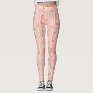 Leggings Apricot motif à rayures florales rose