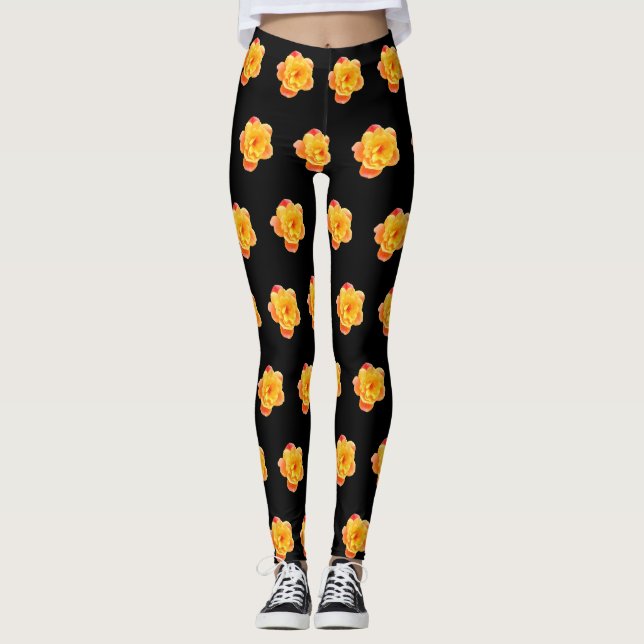 Leggings Apricot rose et noir (Devant)