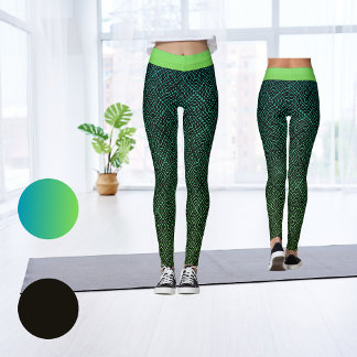 Leggings Aqua Abstrait moderne à vert