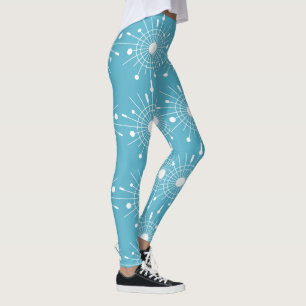 Leggings Aqua atomique blanc Teal de mod de Noël de flocon