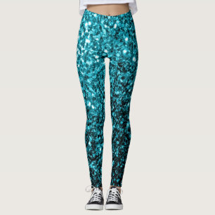 Leggings Aqua bleu brillant brille de parties scintillant