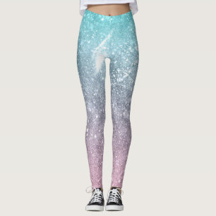 Leggings Aqua bleu rose galaxie marine abstraite