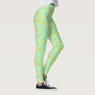 Leggings Aqua Blue Italian Pasta Shapes Restaurant Witress