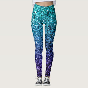 Leggings Aqua blue Ombre faux scintillants de parties scint