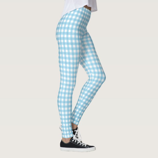 Leggings aqua et blanc en vichy motif (Droite)