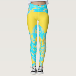 Leggings Aqua et Jambes Abstraites jaunes