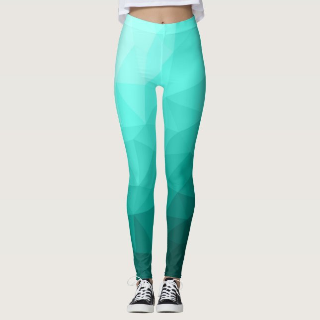 Leggings Aqua Turquoise Gradient Motif géométrique (Devant)