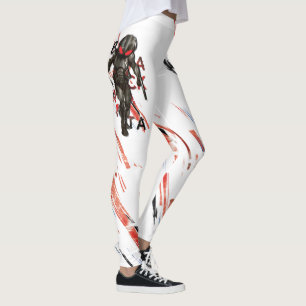 Leggings Aquaman   Black Manta Scattered Typography Graphic
