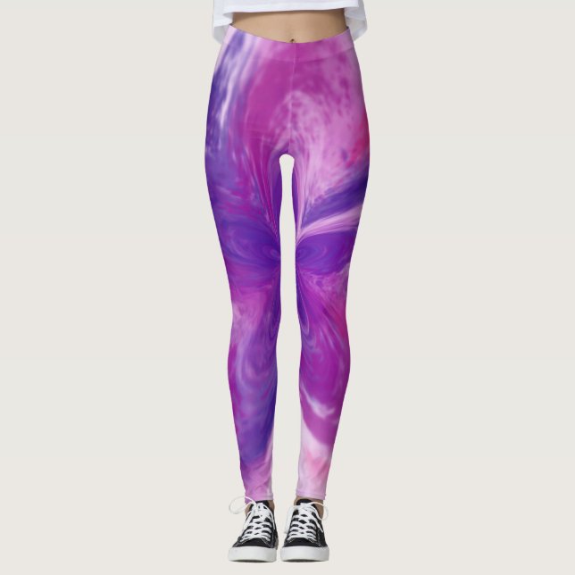 Leggings Aquarelle à fleurs d'Imaginaire Abstrait peint (Devant)