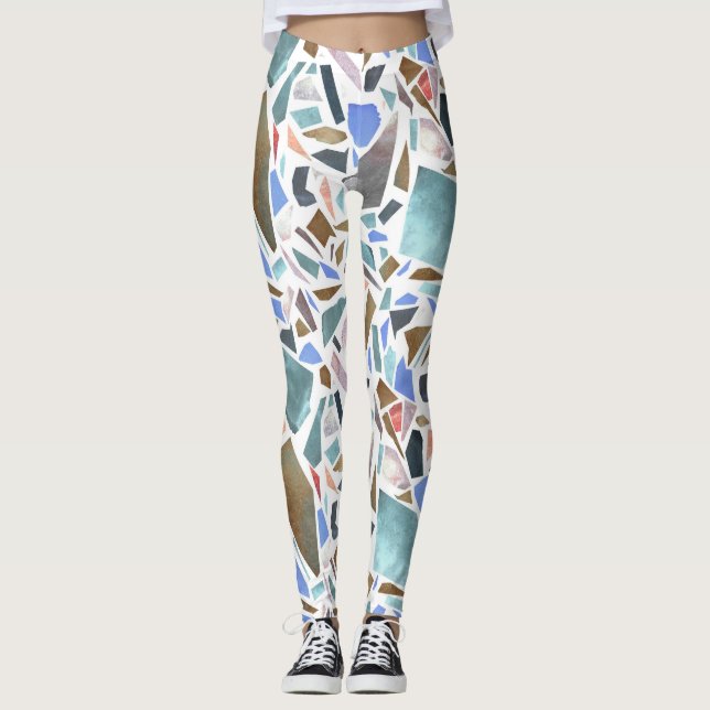 Leggings Aquarelle Abstraite : arrière - plan blanc dessiné (Devant)