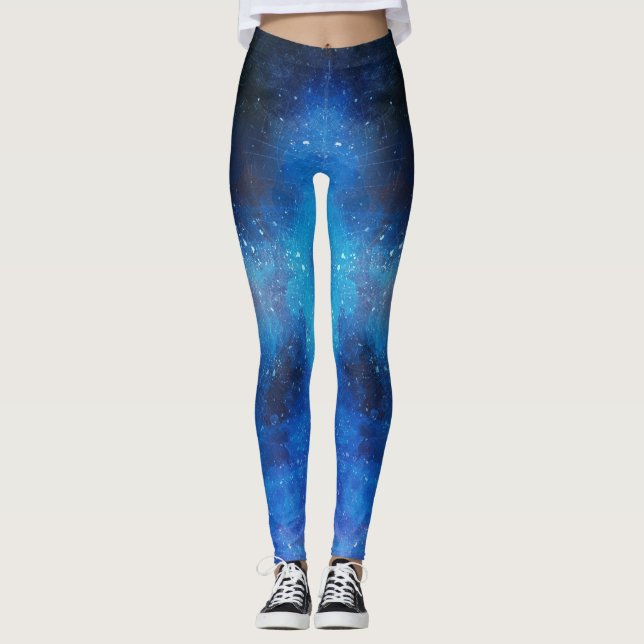 Leggings Aquarelle abstraite bleue (Devant)