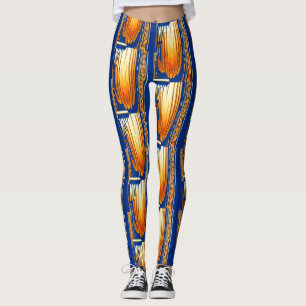 Leggings aquarelle abstraite bleue et jaune art motif
