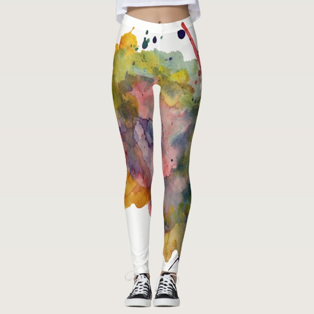 Leggings Aquarelle Abstraite colorée et tendance (Devant)