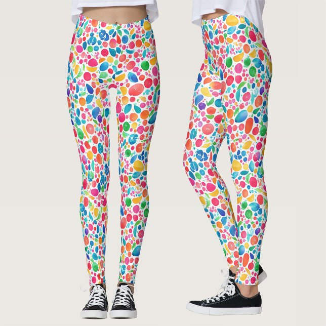 Leggings Aquarelle Abstraite colorée Rainbow Polka Dot (Créateur téléchargé)