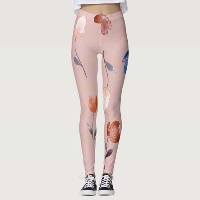Leggings Aquarelle Abstraite Florale : Pastel Seamless. (Devant)