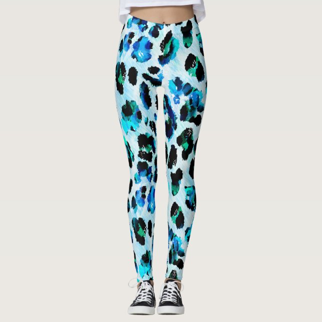 Leggings Aquarelle Abstraite Motif de peau léopard (Devant)