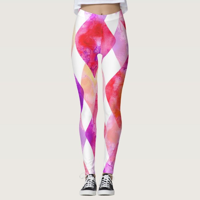 Leggings Aquarelle Abstraite : Peint À La Main Sans Couleur (Devant)