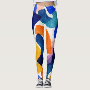 Leggings Aquarelle Abstraite Vibrante Artistique Moderne