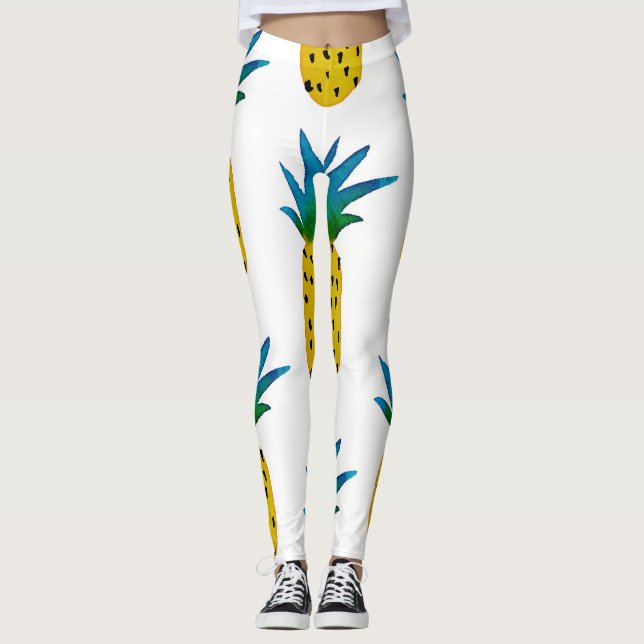 Leggings Aquarelle Ananas Jaune Motif (Devant)