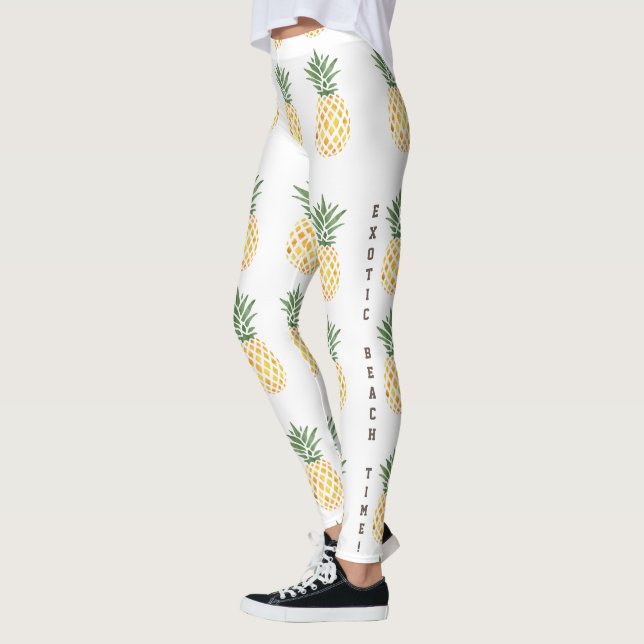 Leggings Aquarelle Ananas Plage exotique (Gauche)