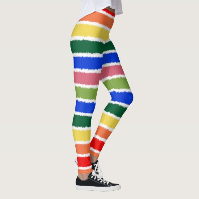 Leggings Aquarelle arc-en-ciel rayures colorées (Droite)
